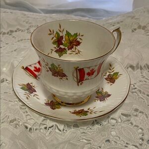 Elegant Maple Leaf Teacup and Saucer Set